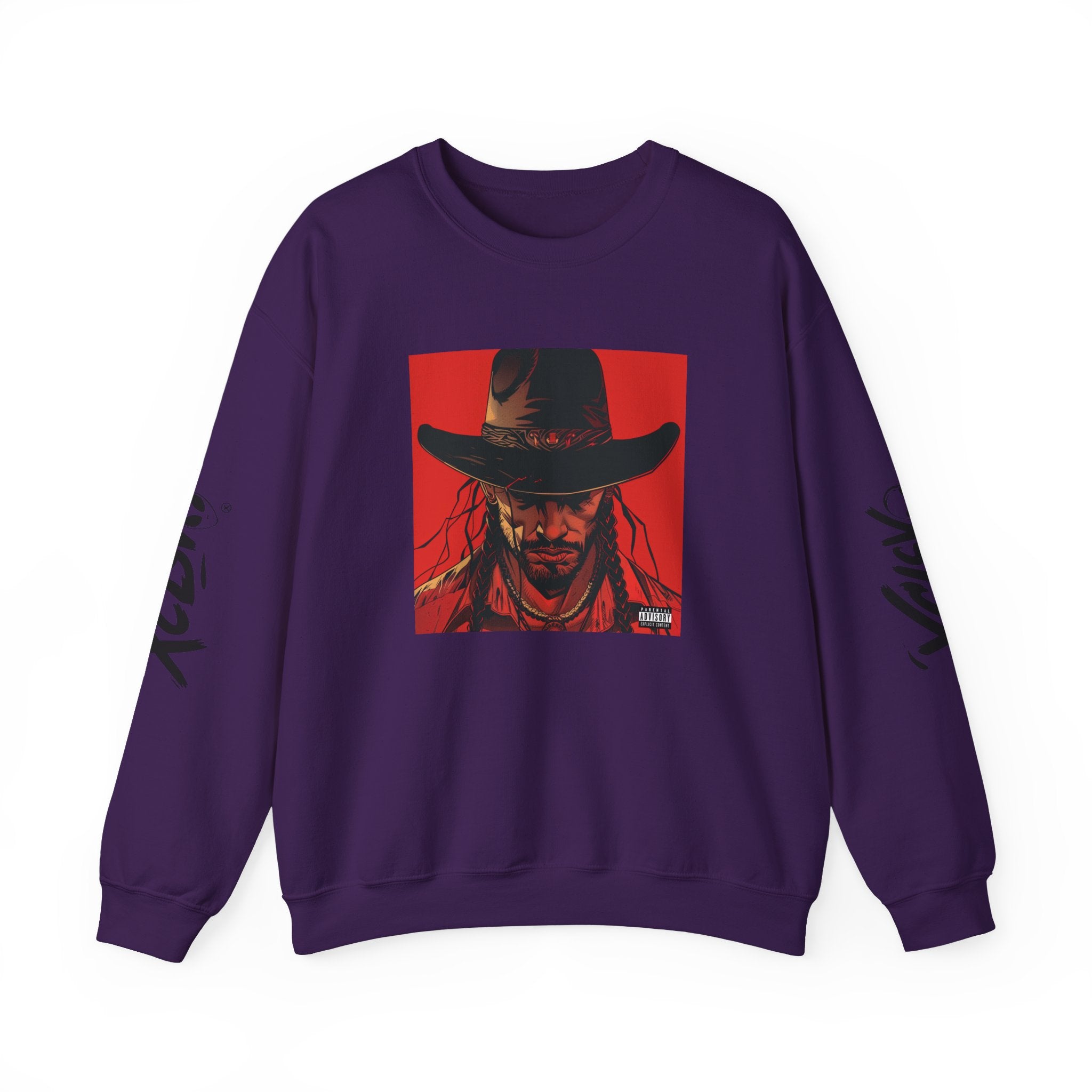 MVRSIANO XCLSV Crewneck Sweatshirt — Red Western Outlaw Graphic