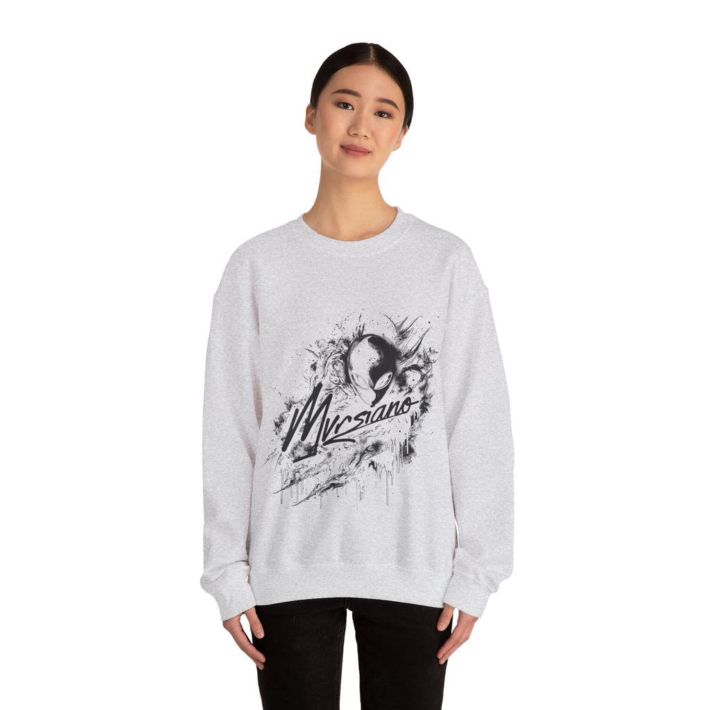 Mvrsiano Graphic Sweatshirt — Alien Grunge Skull Art Crewneck