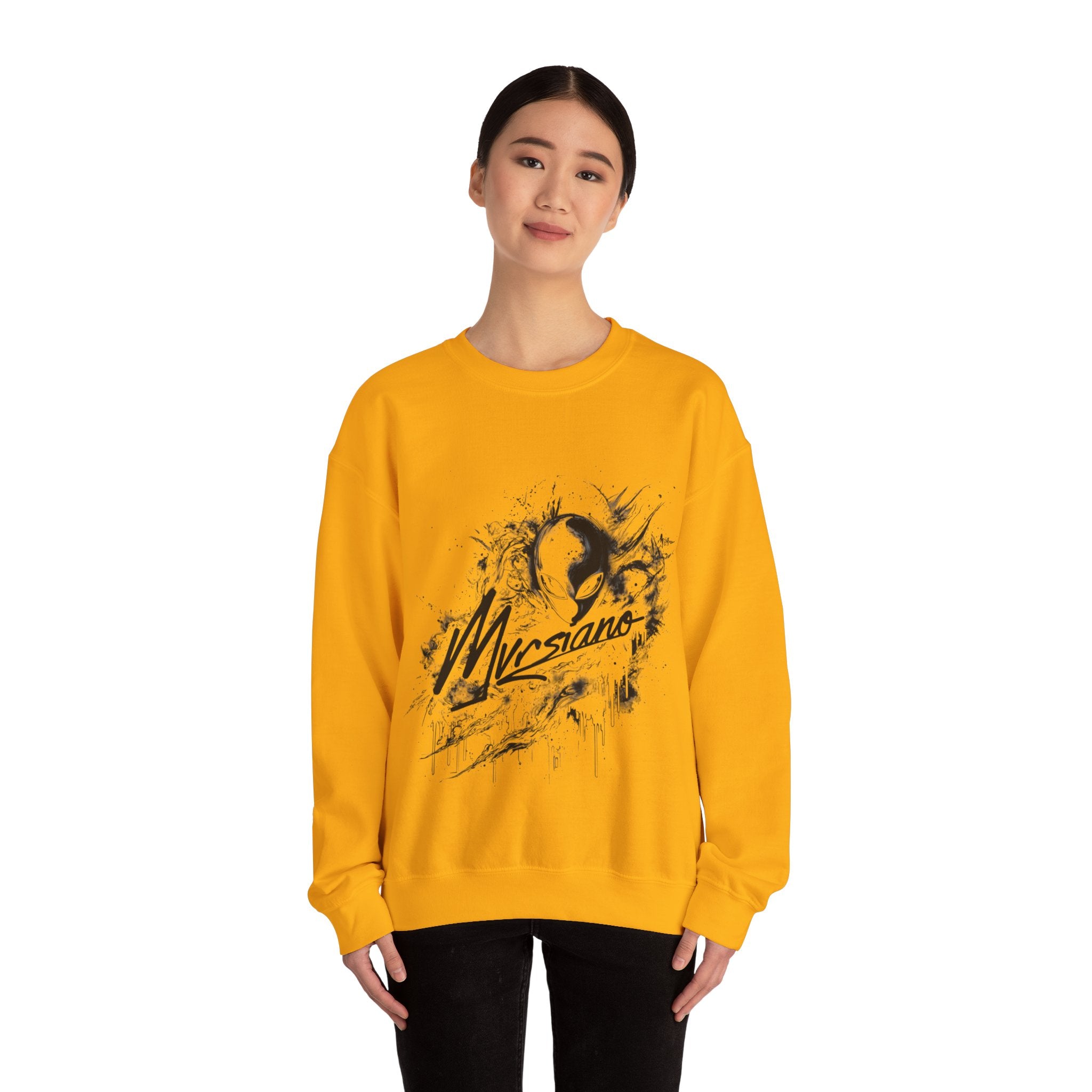 Mvrsiano Graphic Sweatshirt — Alien Grunge Skull Art Crewneck