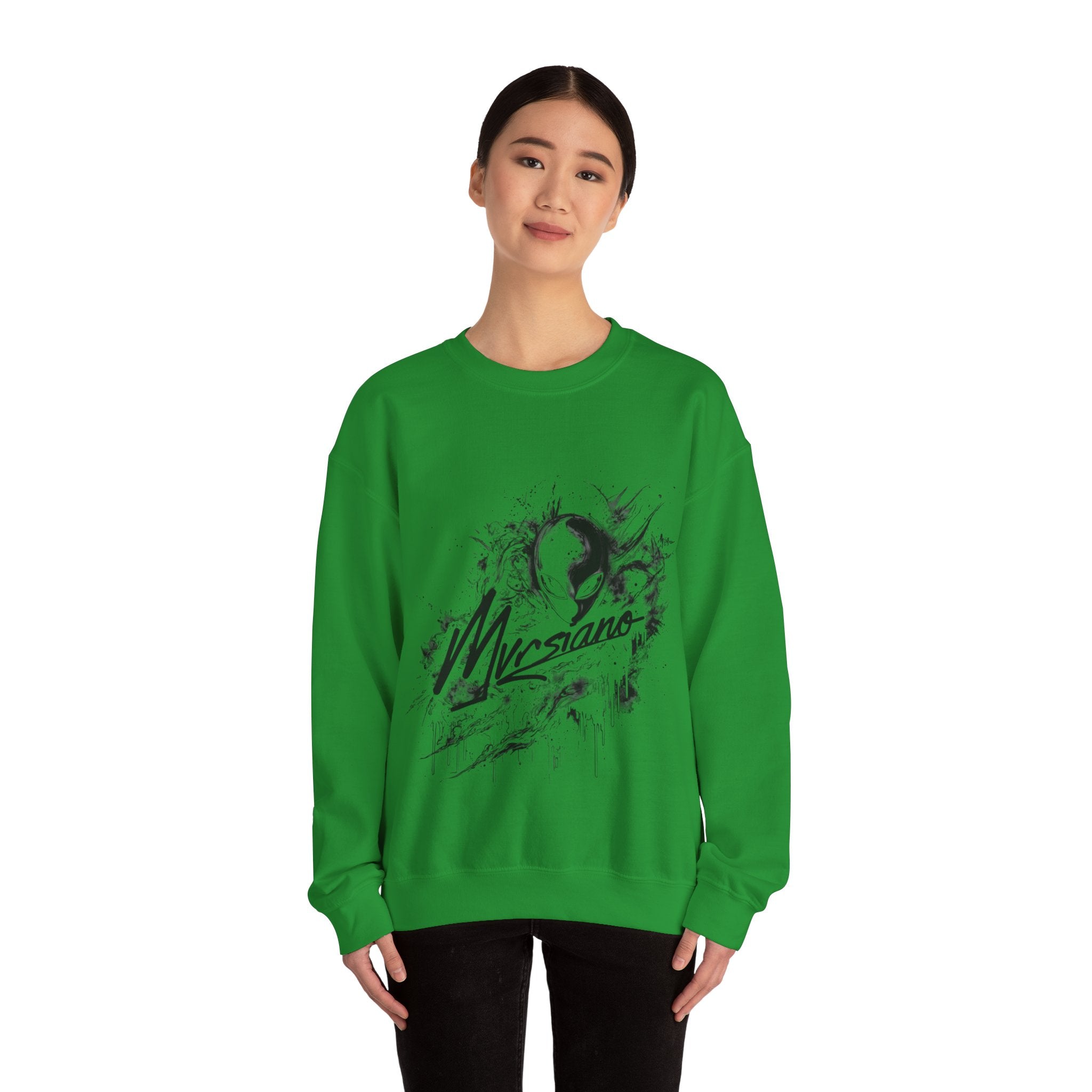 Mvrsiano Graphic Sweatshirt — Alien Grunge Skull Art Crewneck