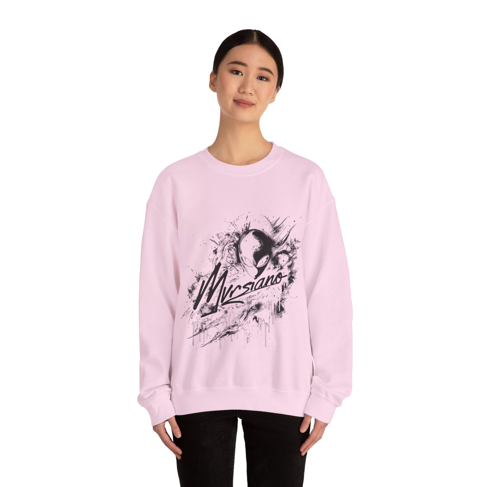 Mvrsiano Graphic Sweatshirt — Alien Grunge Skull Art Crewneck
