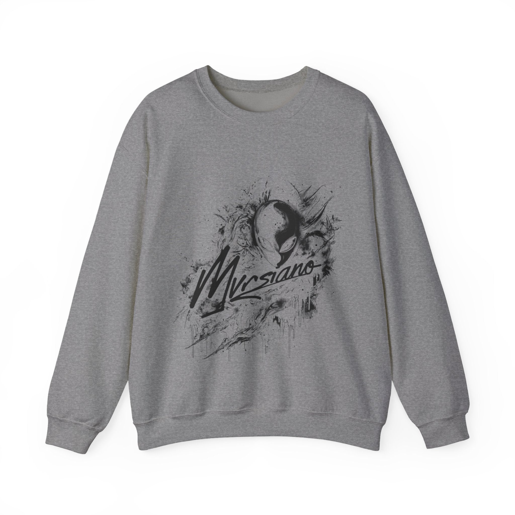 Mvrsiano Graphic Sweatshirt — Alien Grunge Skull Art Crewneck