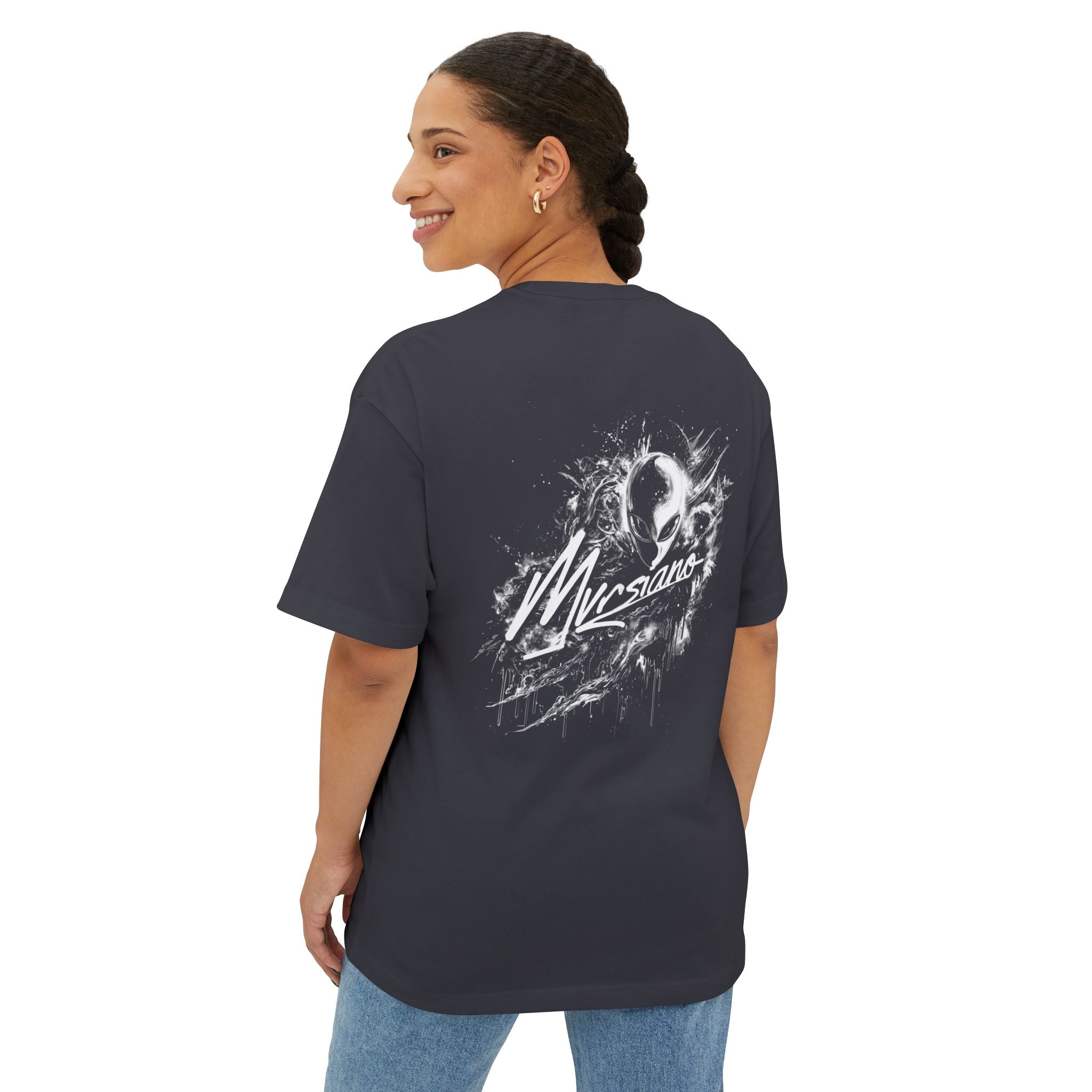 Graphic Tee — 'Marsiano' Alien Back Print Oversized Boxy T‑Shirt