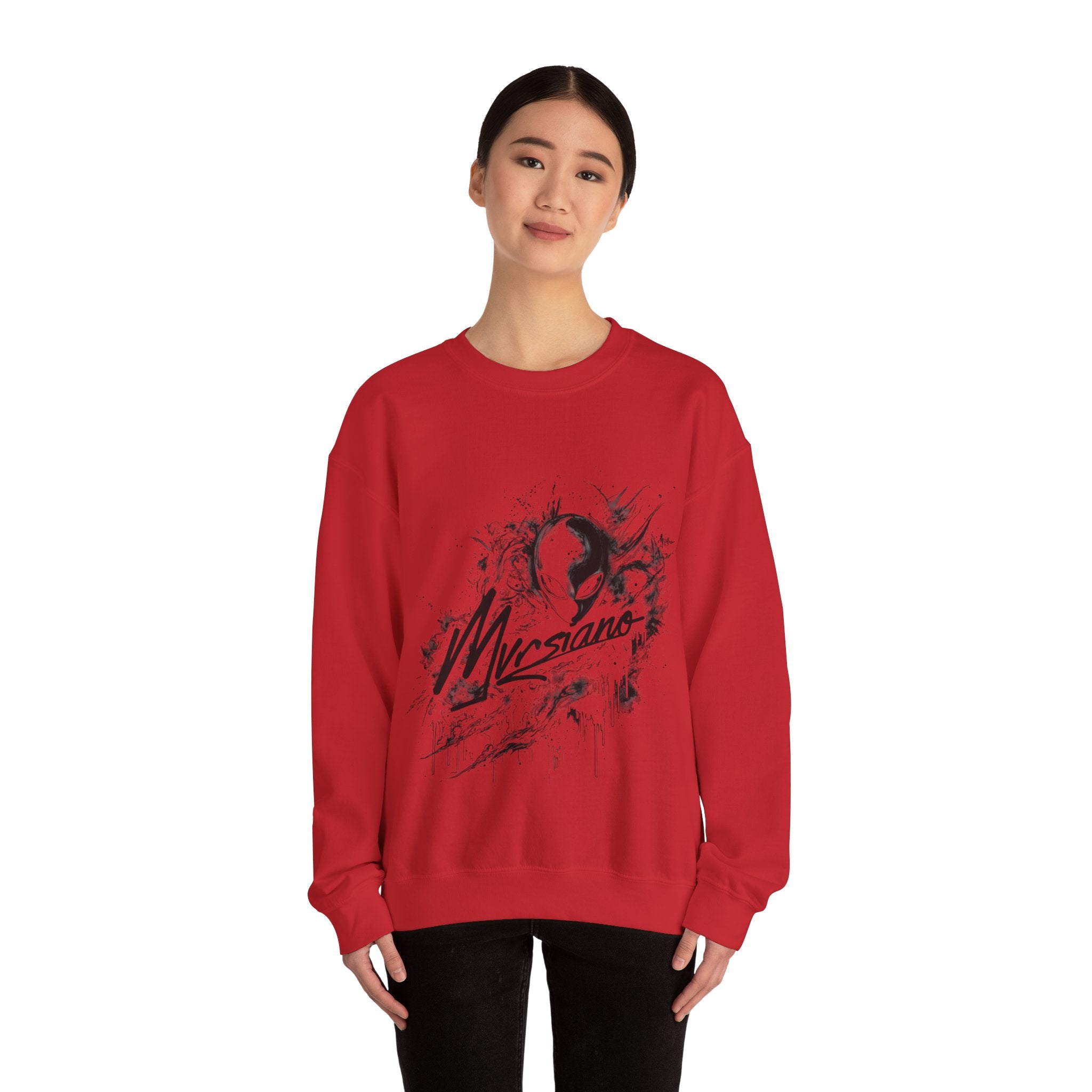 Mvrsiano Graphic Sweatshirt — Alien Grunge Skull Art Crewneck
