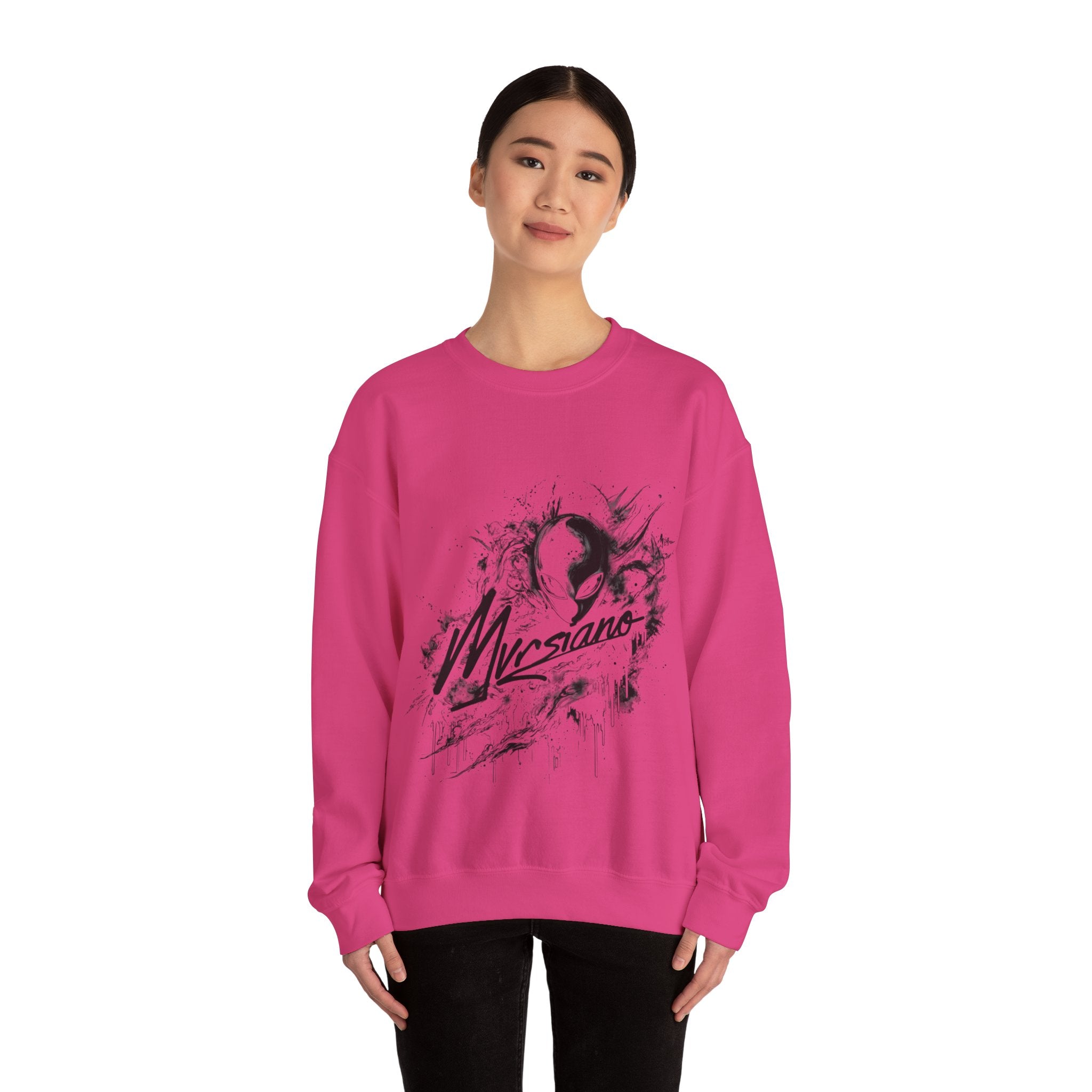 Mvrsiano Graphic Sweatshirt — Alien Grunge Skull Art Crewneck