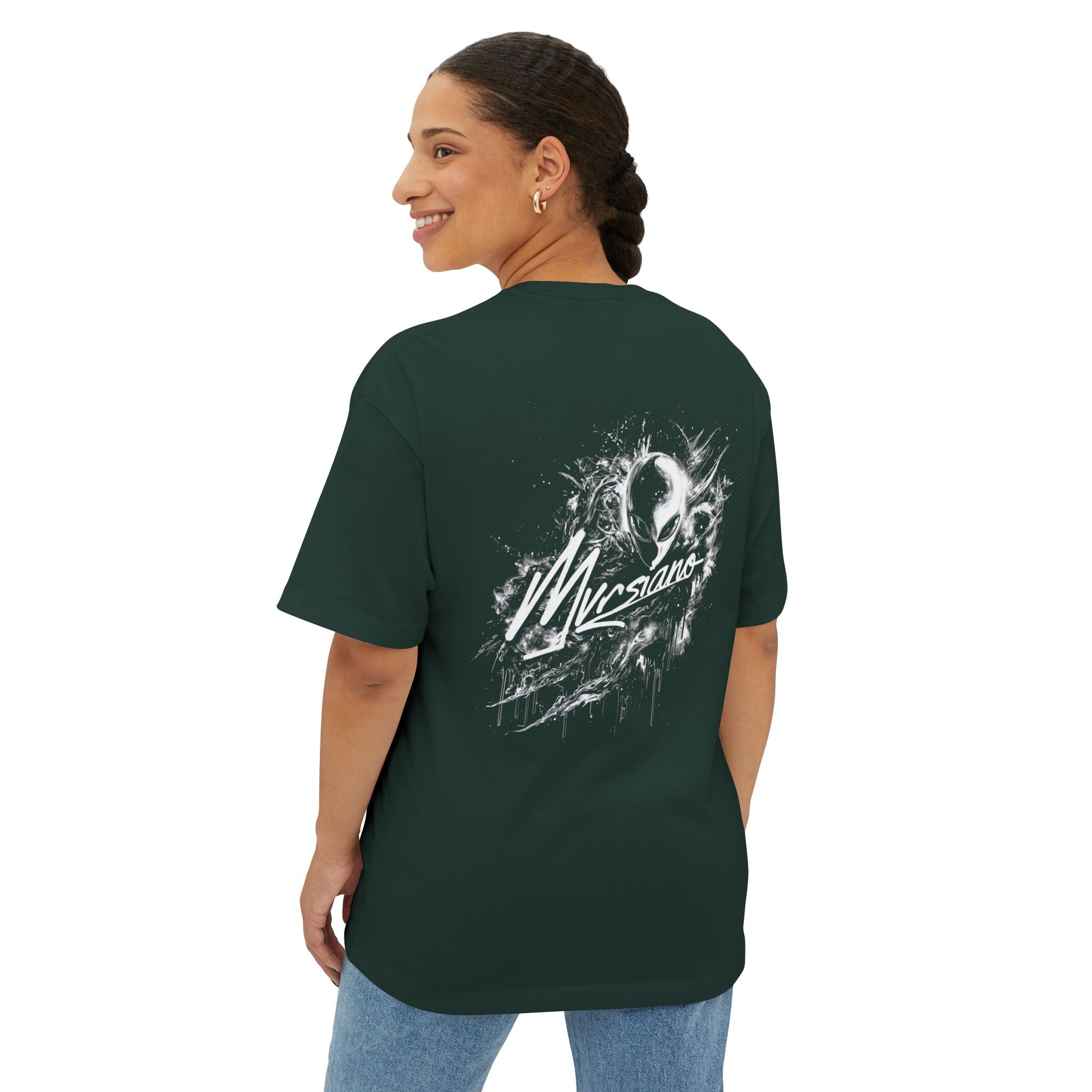 Graphic Tee — 'Marsiano' Alien Back Print Oversized Boxy T‑Shirt