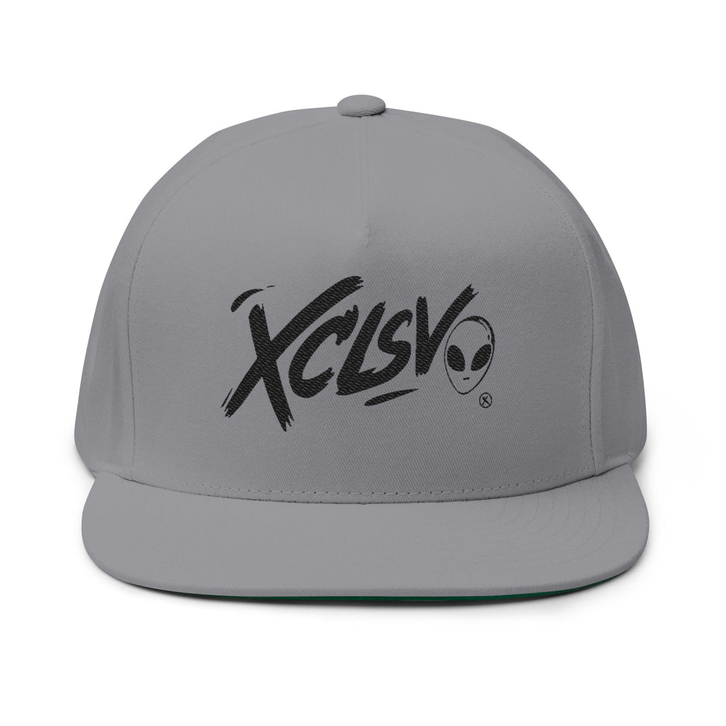 XCLSV Embroidered Flat Bill Cap — Streetwear Snapback with Alien Logo