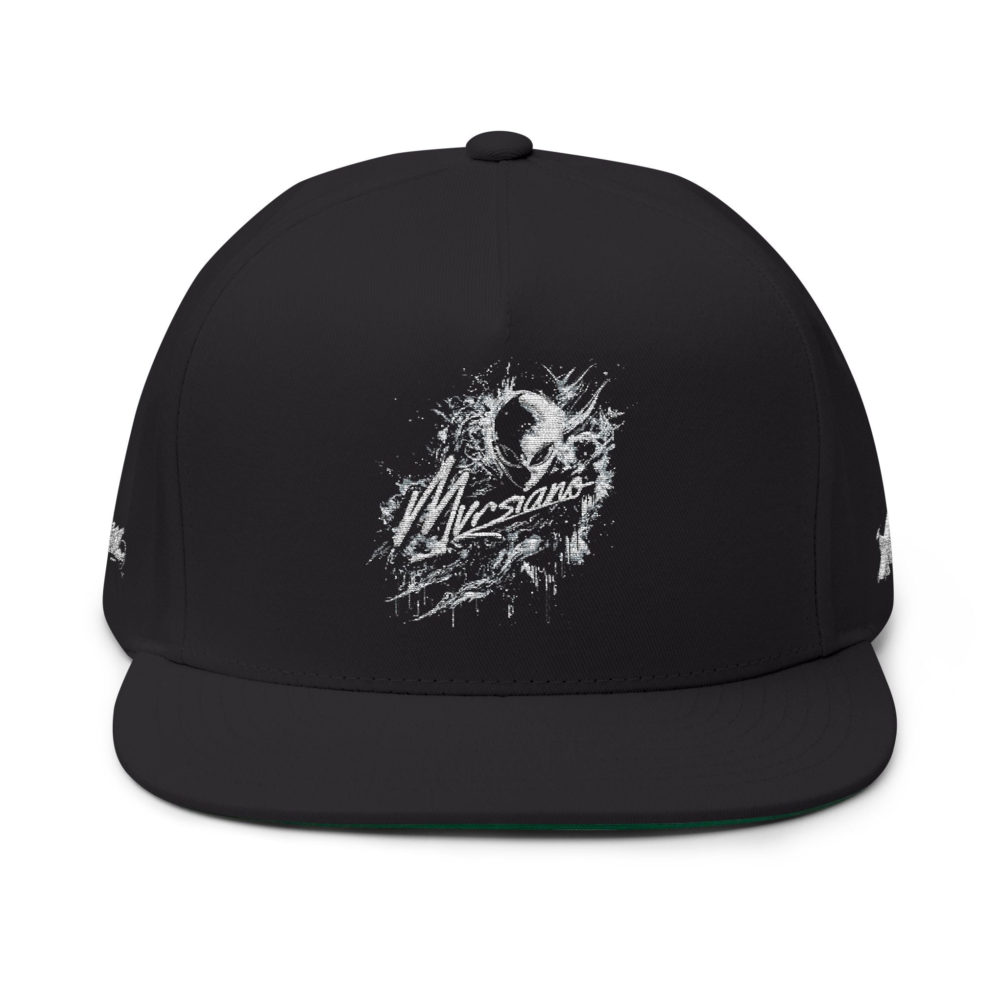 Embroidered Flat Bill Cap — Distressed Mvrsiano Logo Snapback