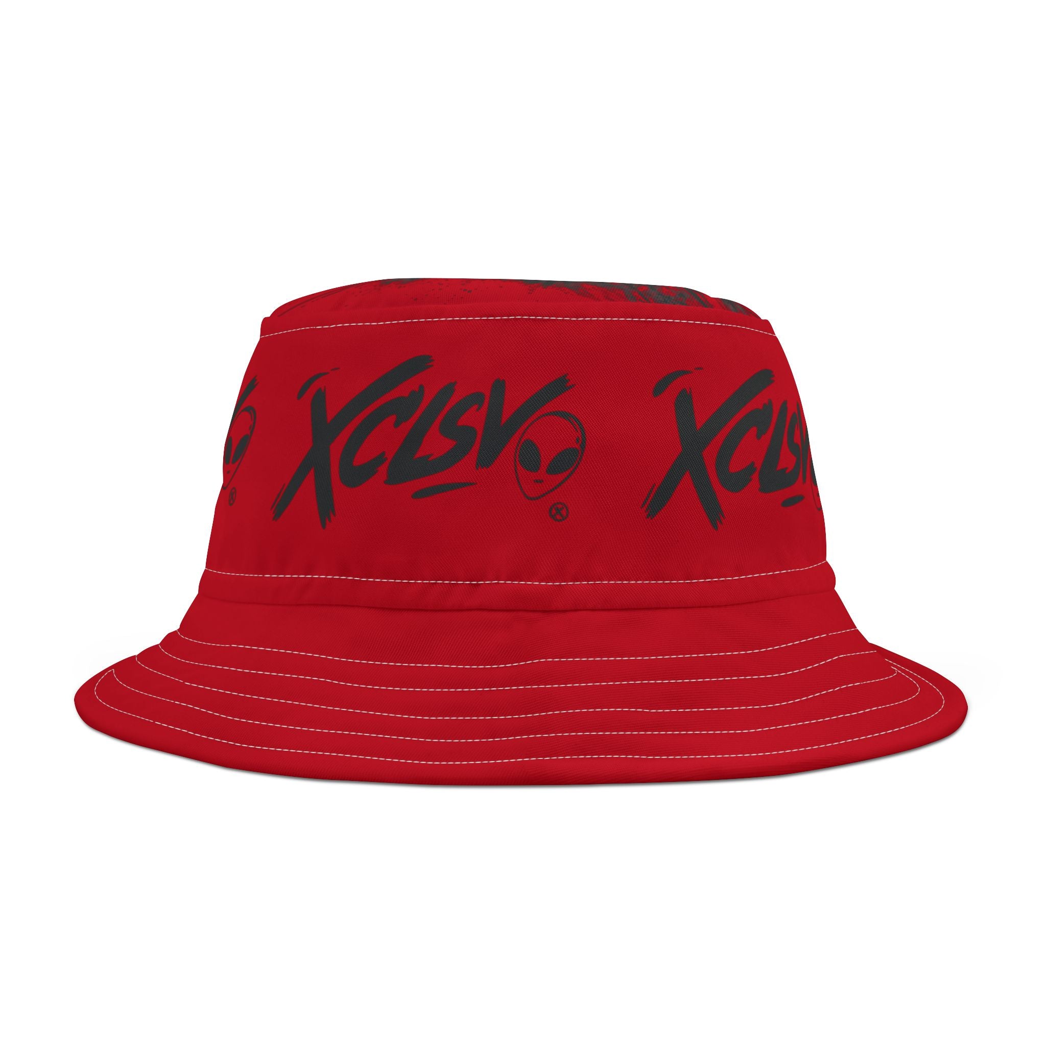 MVRS XCLSV Alien Logo Bucket Hat — Graphic Streetwear Sun Hat