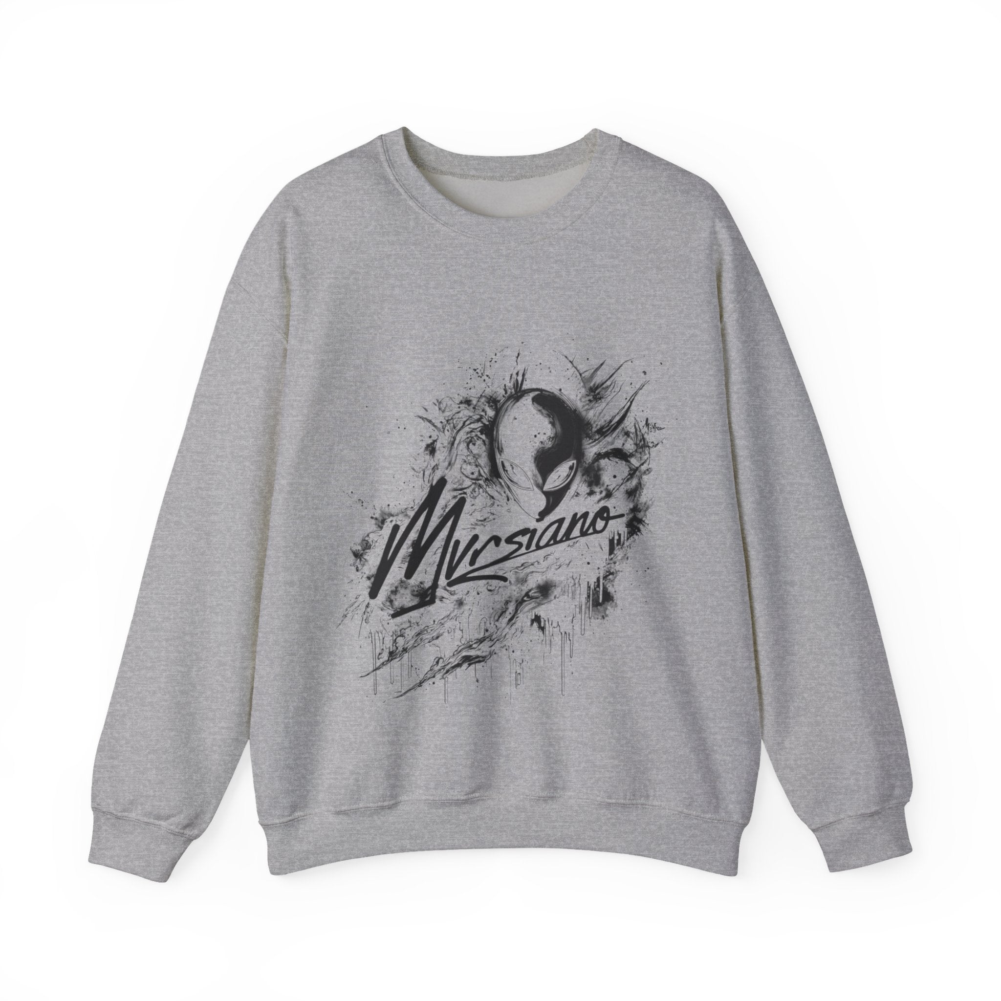 Mvrsiano Graphic Sweatshirt — Alien Grunge Skull Art Crewneck