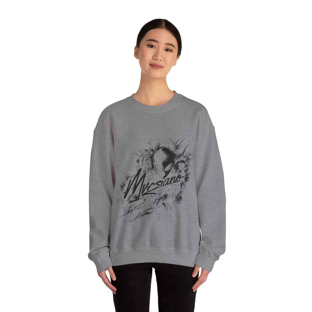 Mvrsiano Graphic Sweatshirt — Alien Grunge Skull Art Crewneck
