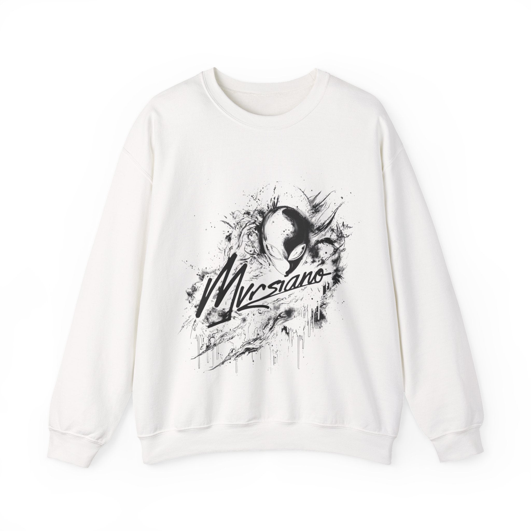 Mvrsiano Graphic Sweatshirt — Alien Grunge Skull Art Crewneck
