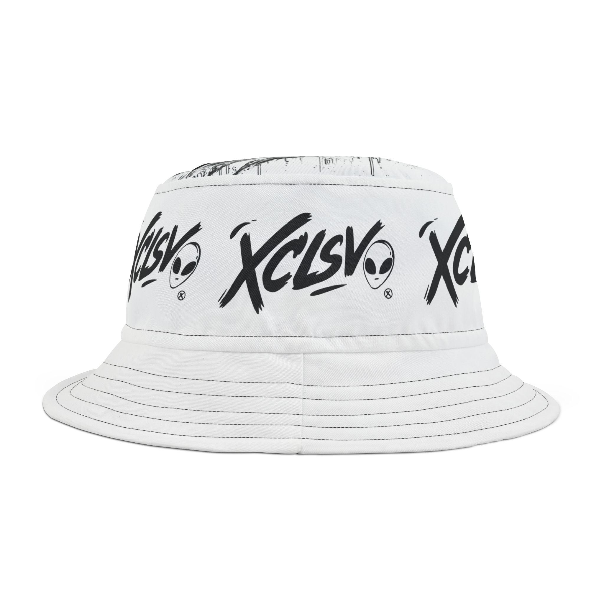 MVRS XCLSV Alien Logo Bucket Hat — Graphic Streetwear Sun Hat