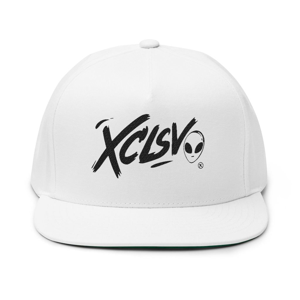 XCLSV Embroidered Flat Bill Cap — Streetwear Snapback with Alien Logo