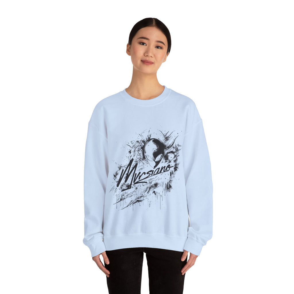 Mvrsiano Graphic Sweatshirt — Alien Grunge Skull Art Crewneck