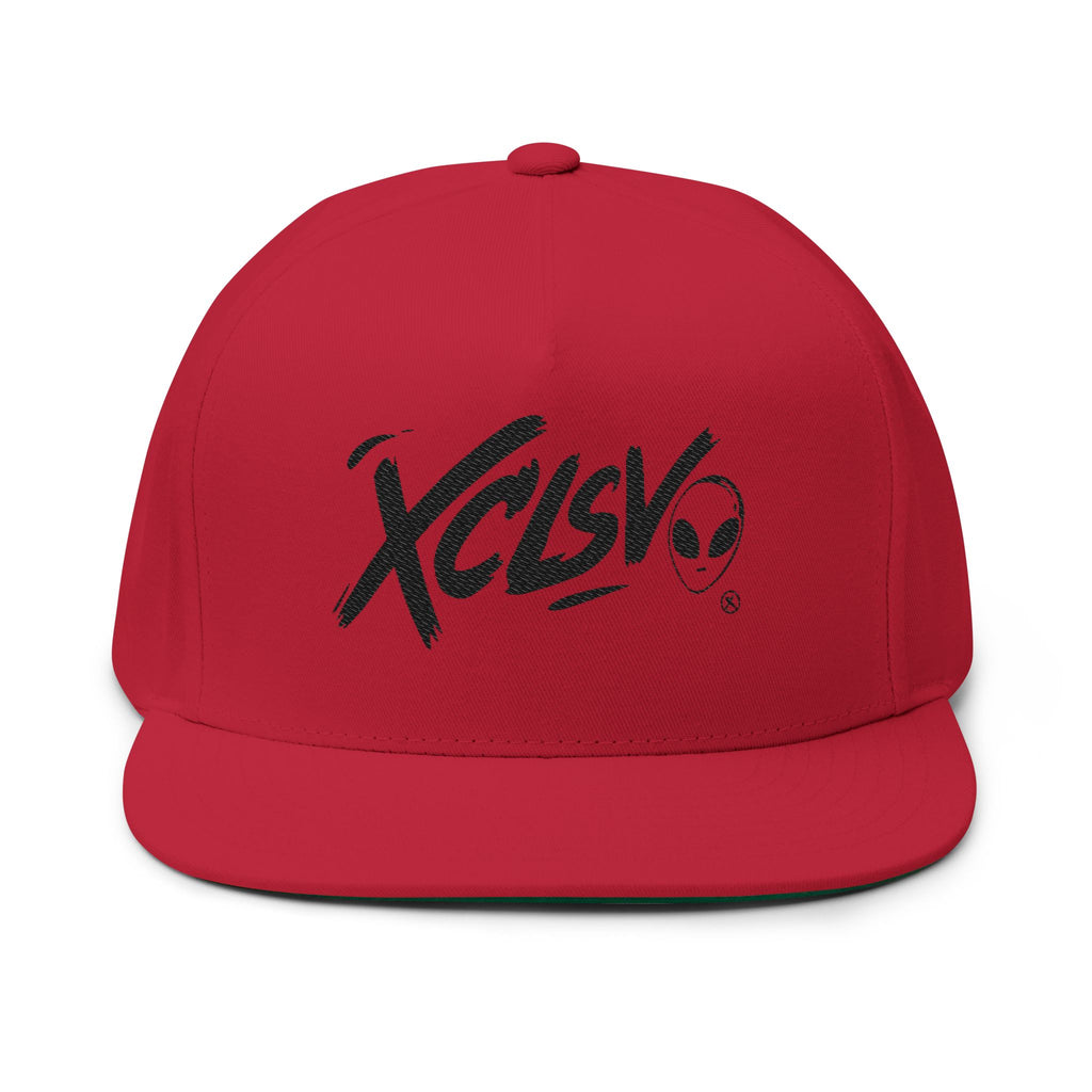 XCLSV Embroidered Flat Bill Cap — Streetwear Snapback with Alien Logo