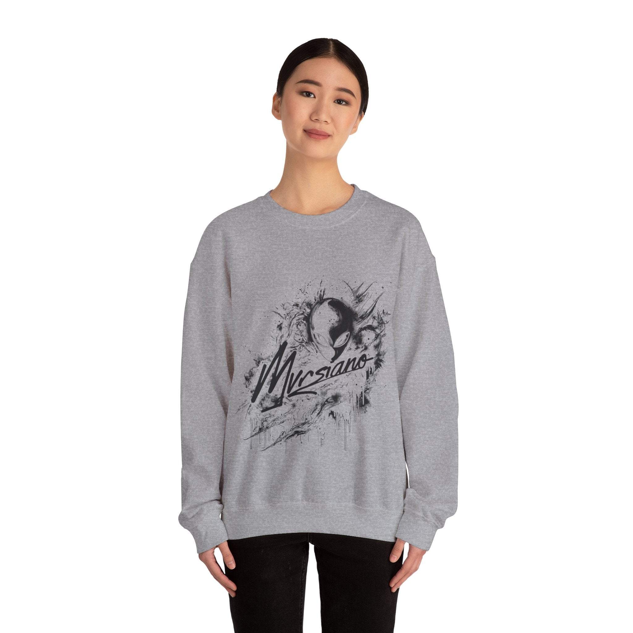Mvrsiano Graphic Sweatshirt — Alien Grunge Skull Art Crewneck