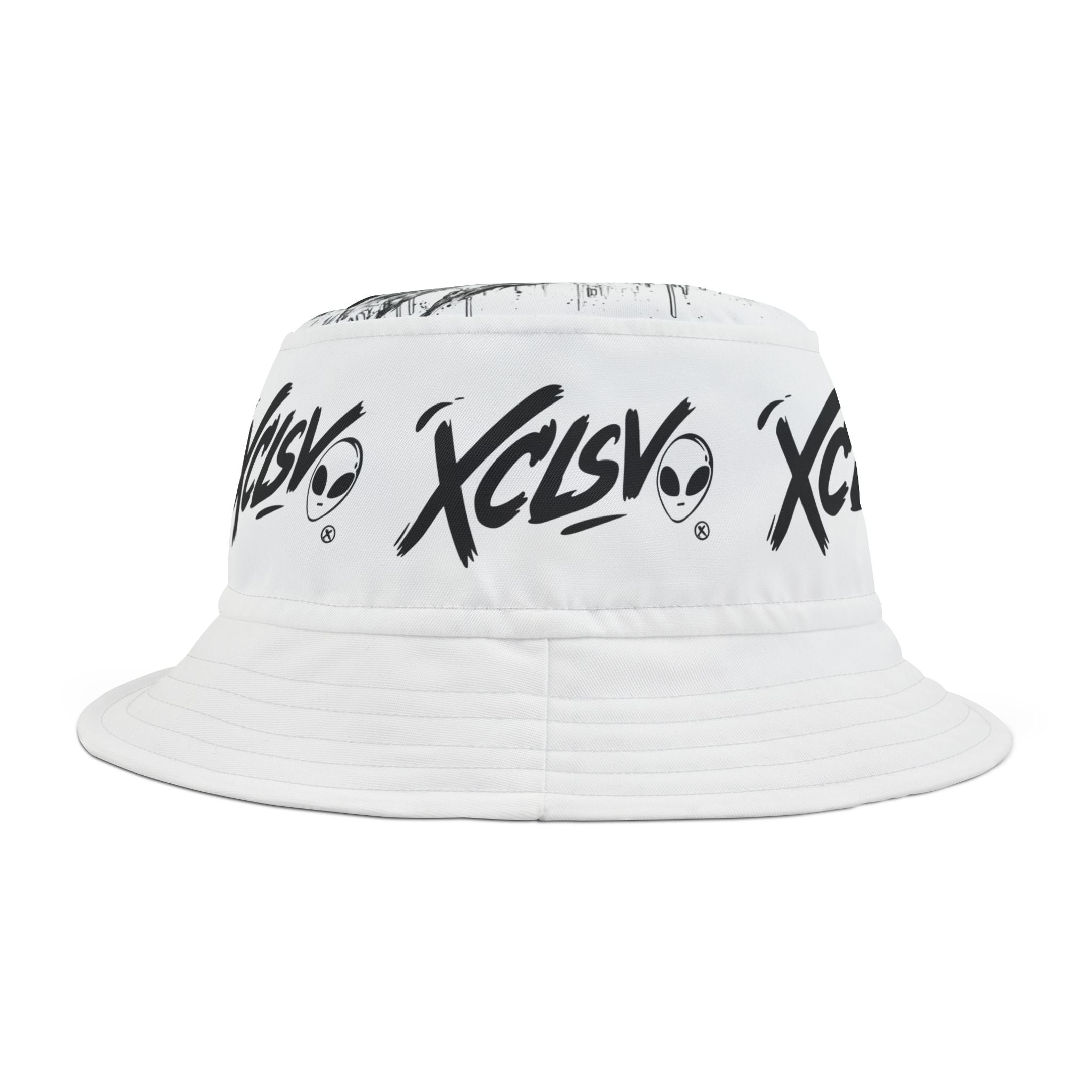 MVRS XCLSV Alien Logo Bucket Hat — Graphic Streetwear Sun Hat