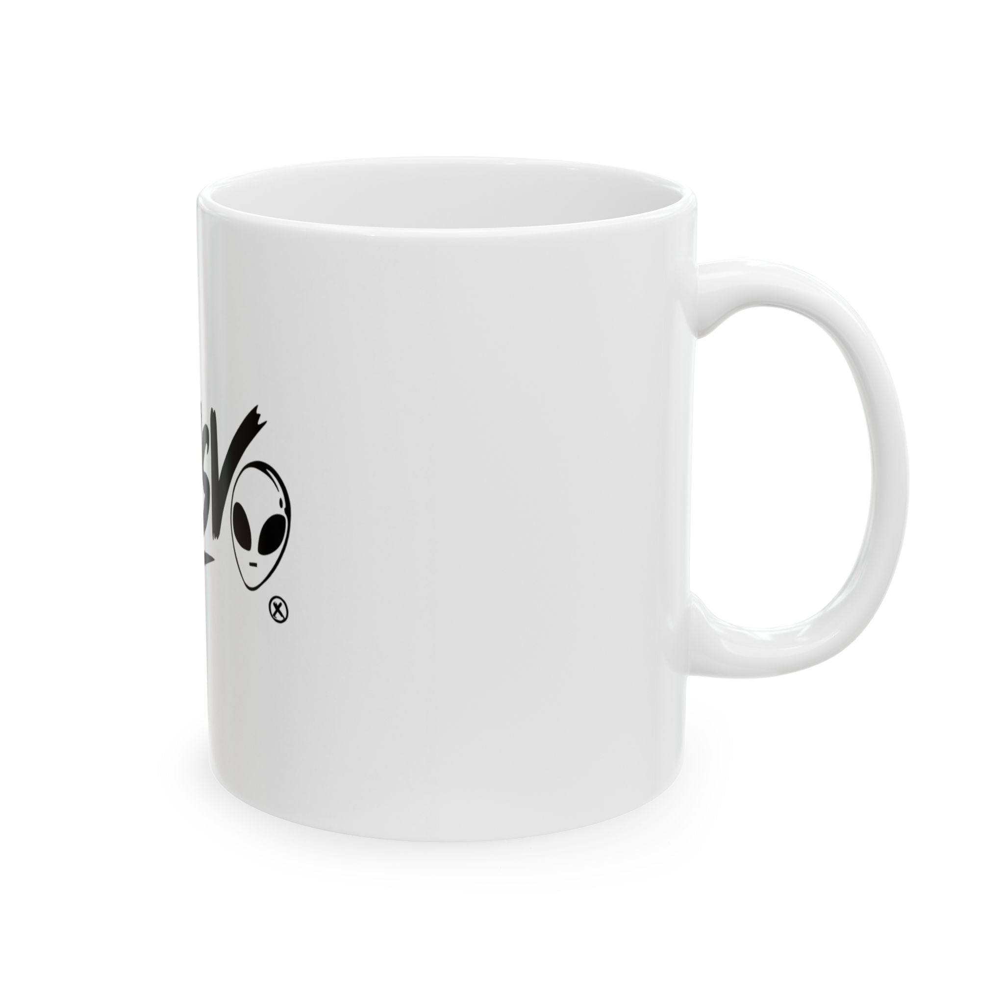 XCLSV Alien Logo Ceramic Mug — Graphic Coffee Tea Cup (11oz & 15oz)