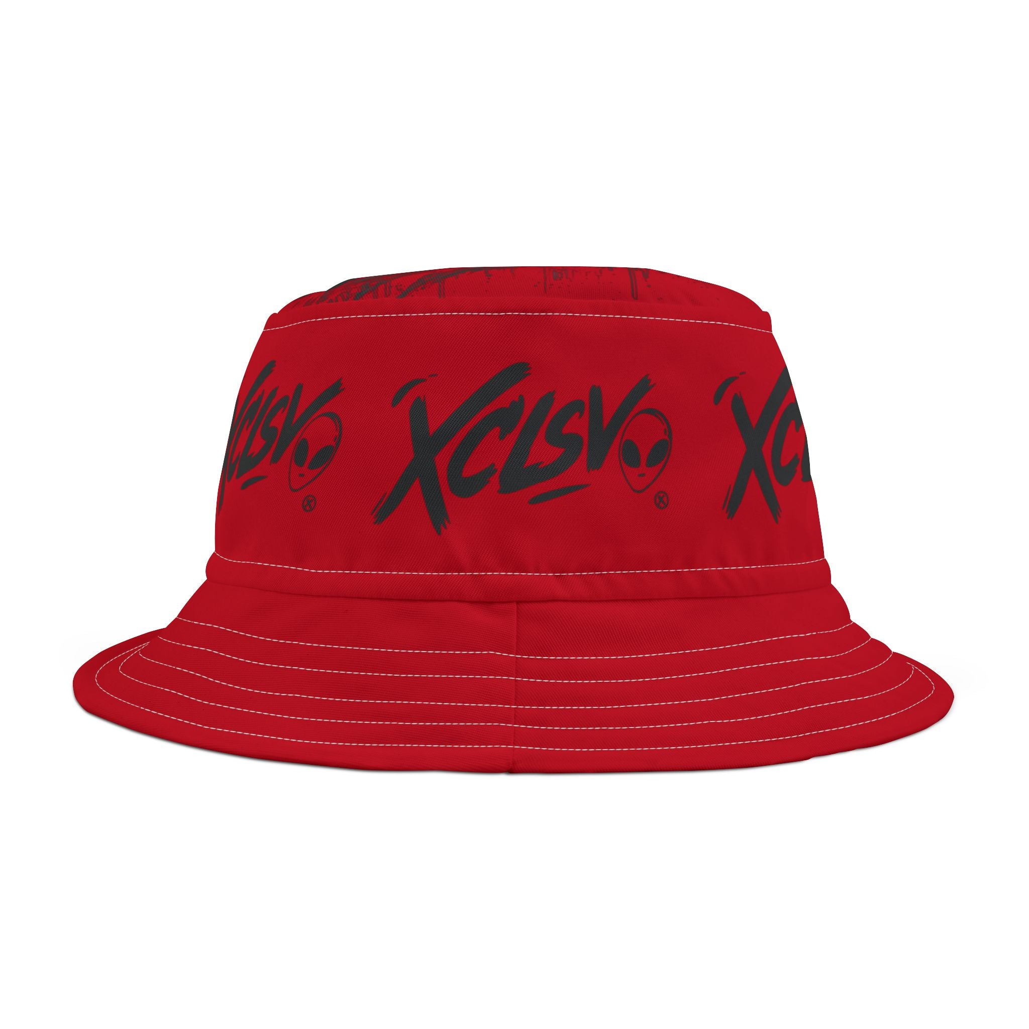 MVRS XCLSV Alien Logo Bucket Hat — Graphic Streetwear Sun Hat