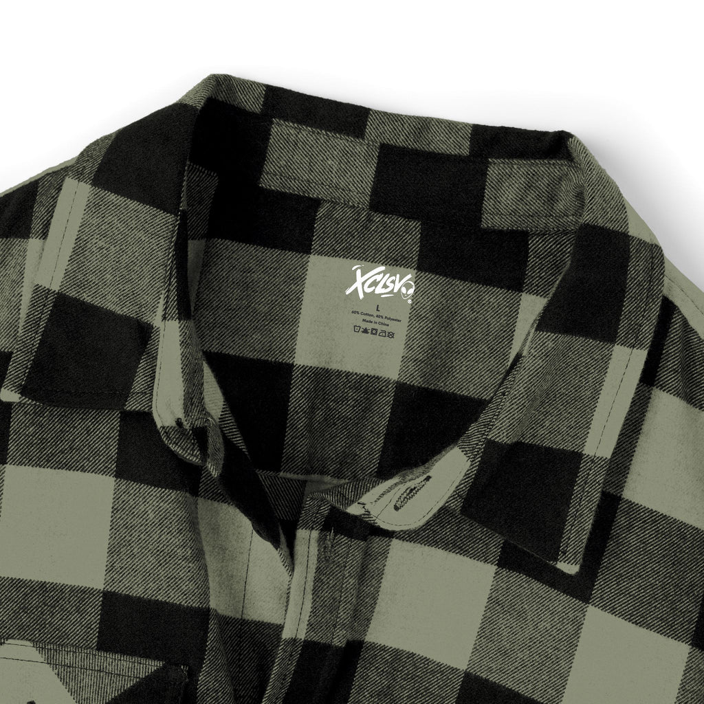 Plaid Flannel Shirt — Back Logo 'XCLSV' Streetwear