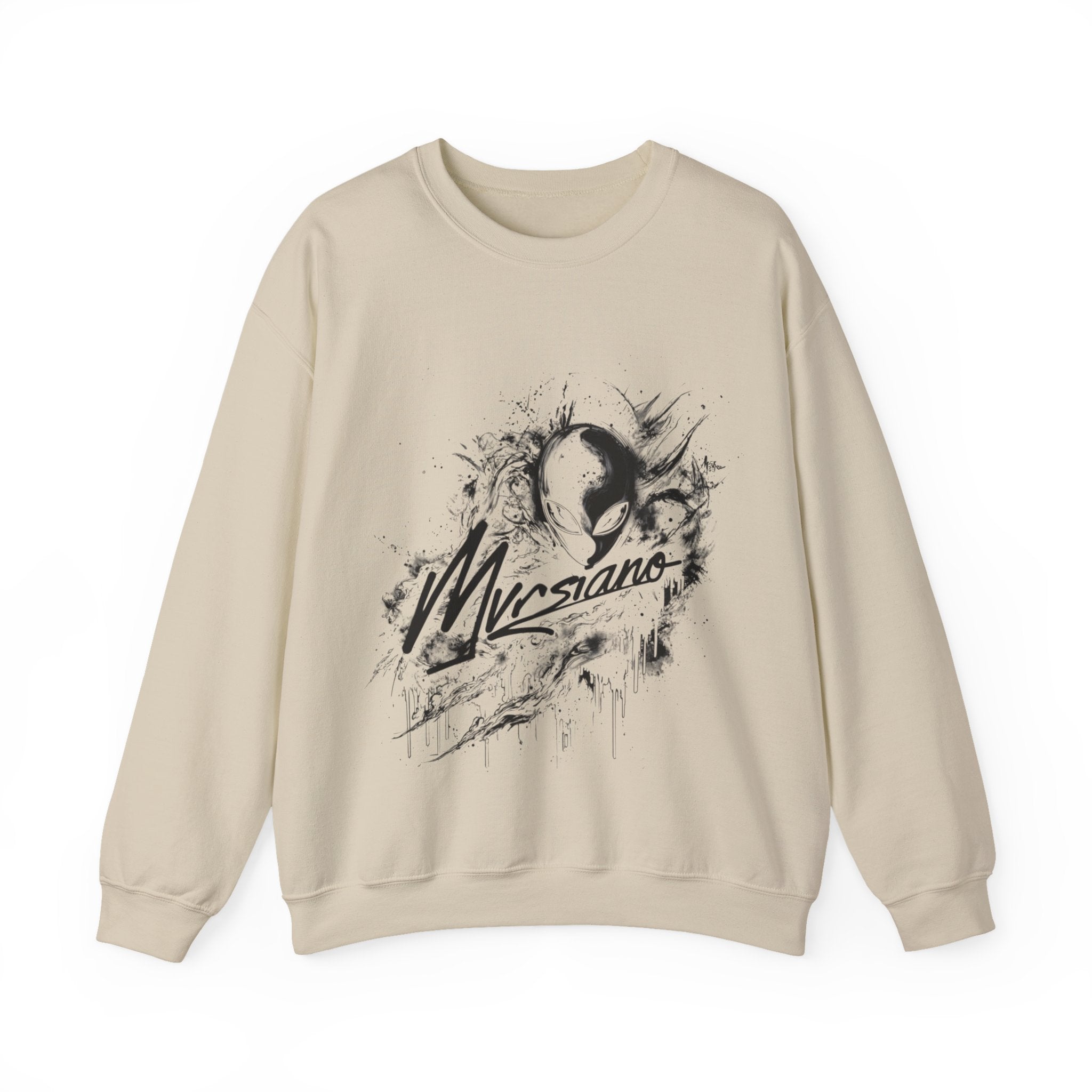Mvrsiano Graphic Sweatshirt — Alien Grunge Skull Art Crewneck