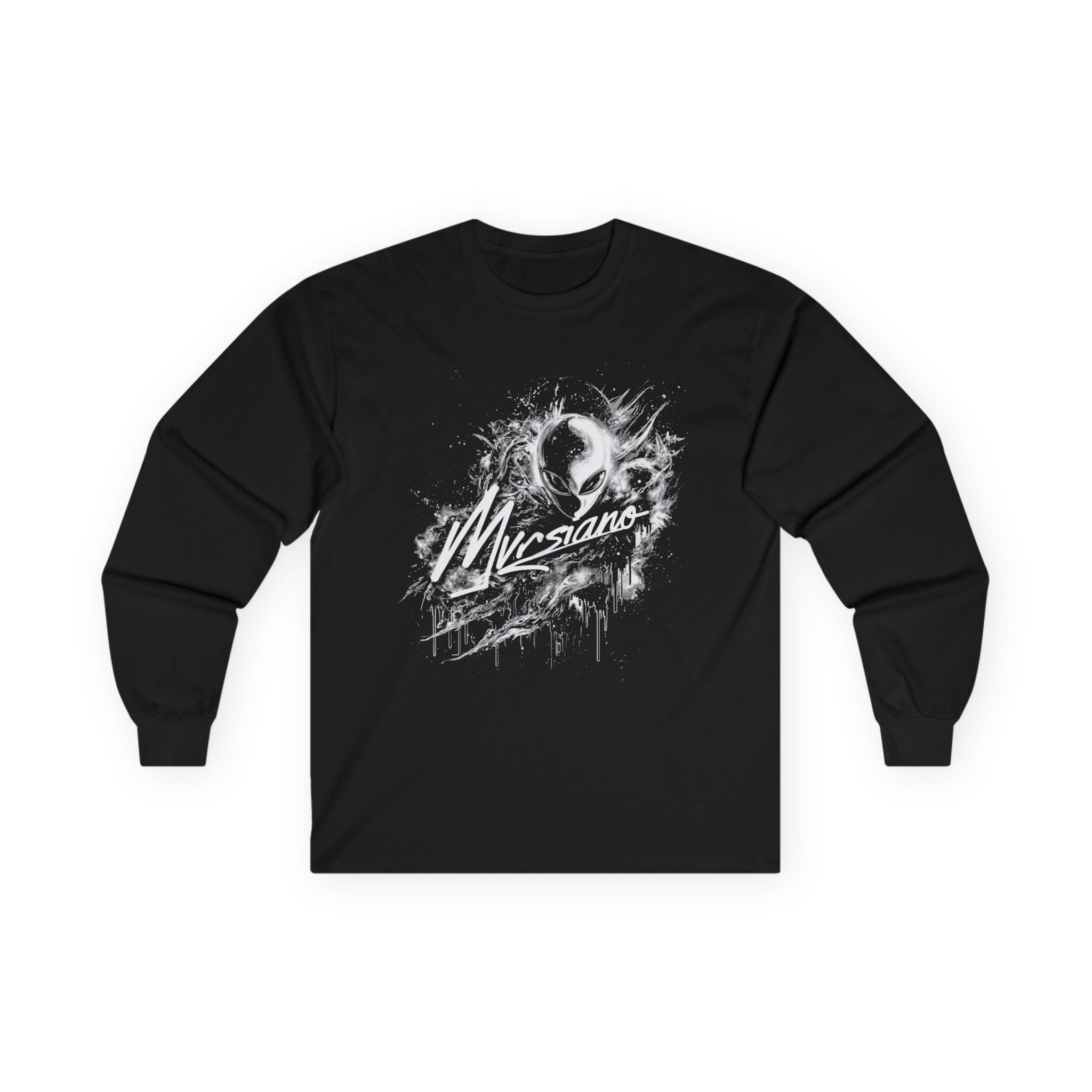 Long Sleeve Tee — Grunge Alien Skull "Mvrsiano" Graphic