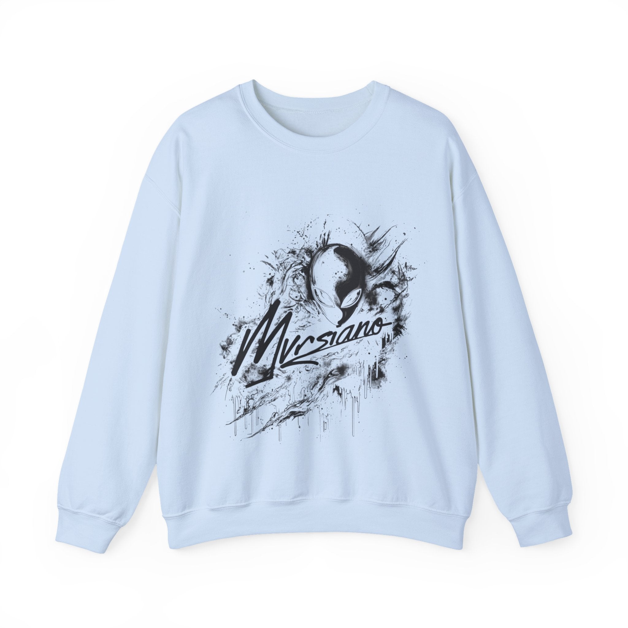Mvrsiano Graphic Sweatshirt — Alien Grunge Skull Art Crewneck
