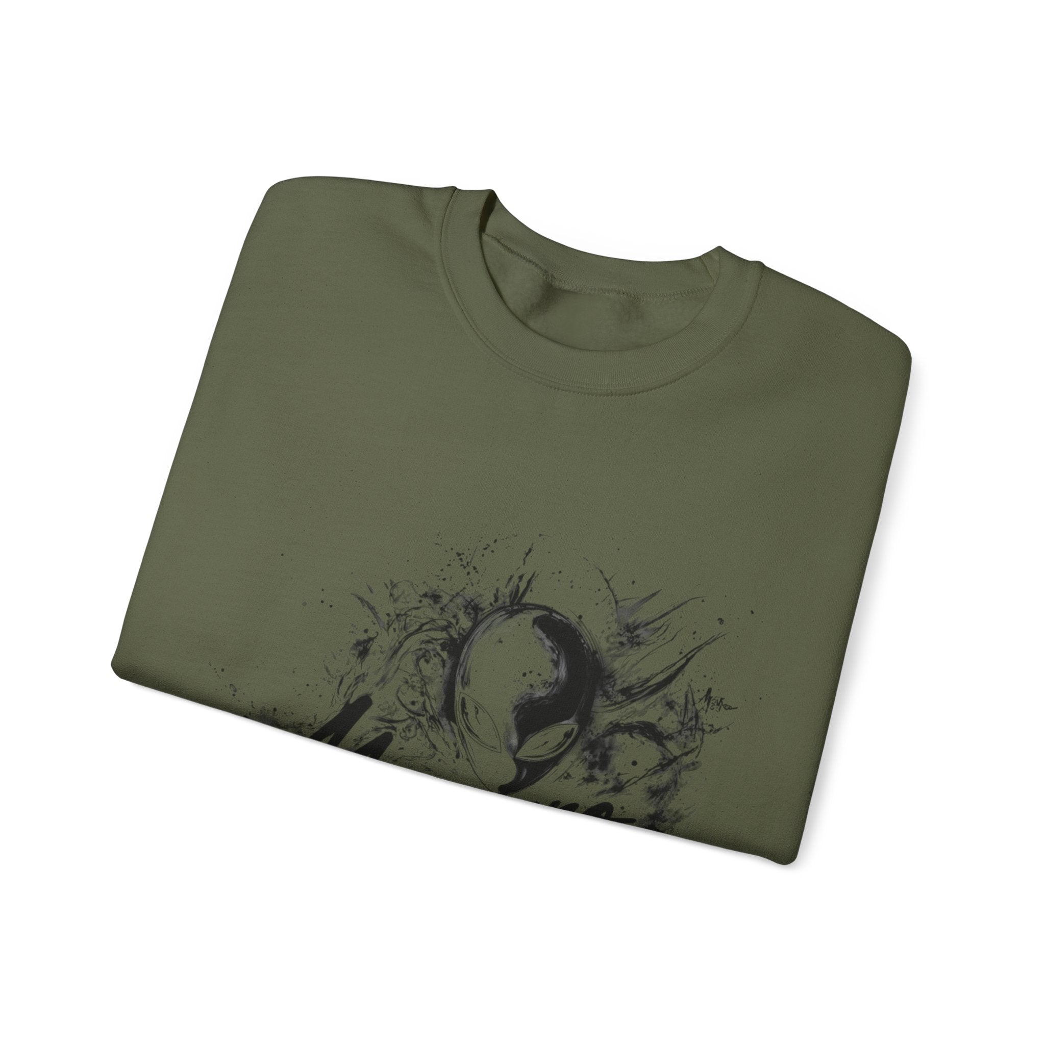 Mvrsiano Graphic Sweatshirt — Alien Grunge Skull Art Crewneck