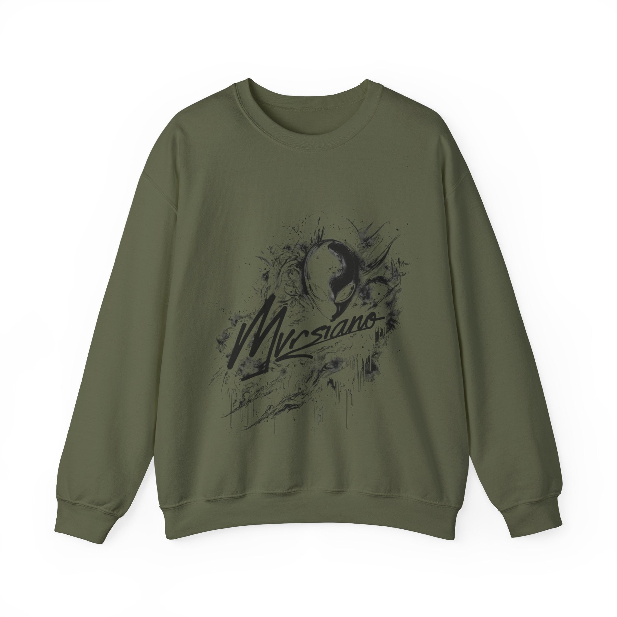 Mvrsiano Graphic Sweatshirt — Alien Grunge Skull Art Crewneck