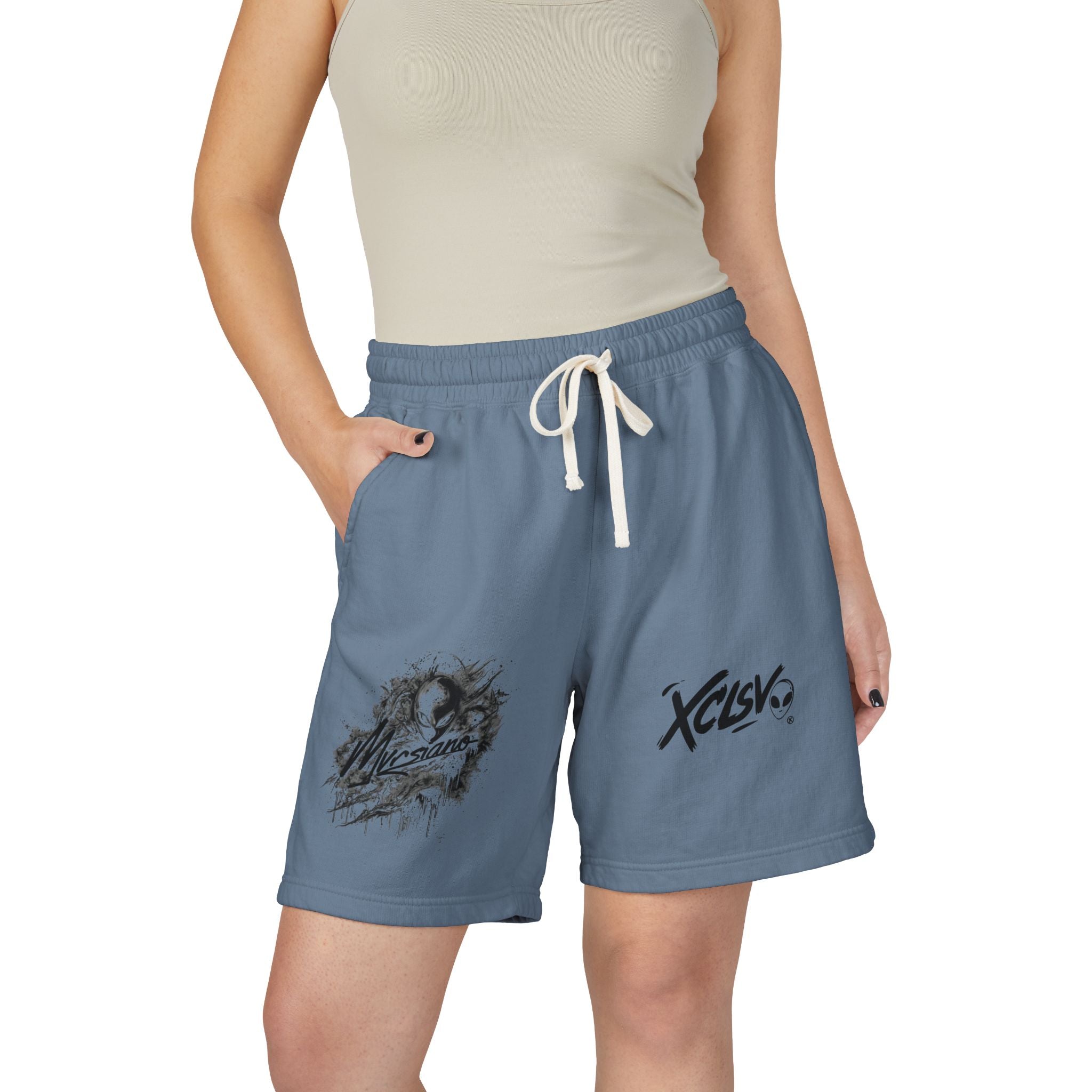 Sweat Shorts — Streetwear Graphic 'XCLSV' Mvrsiano Fleece Lounge Shorts