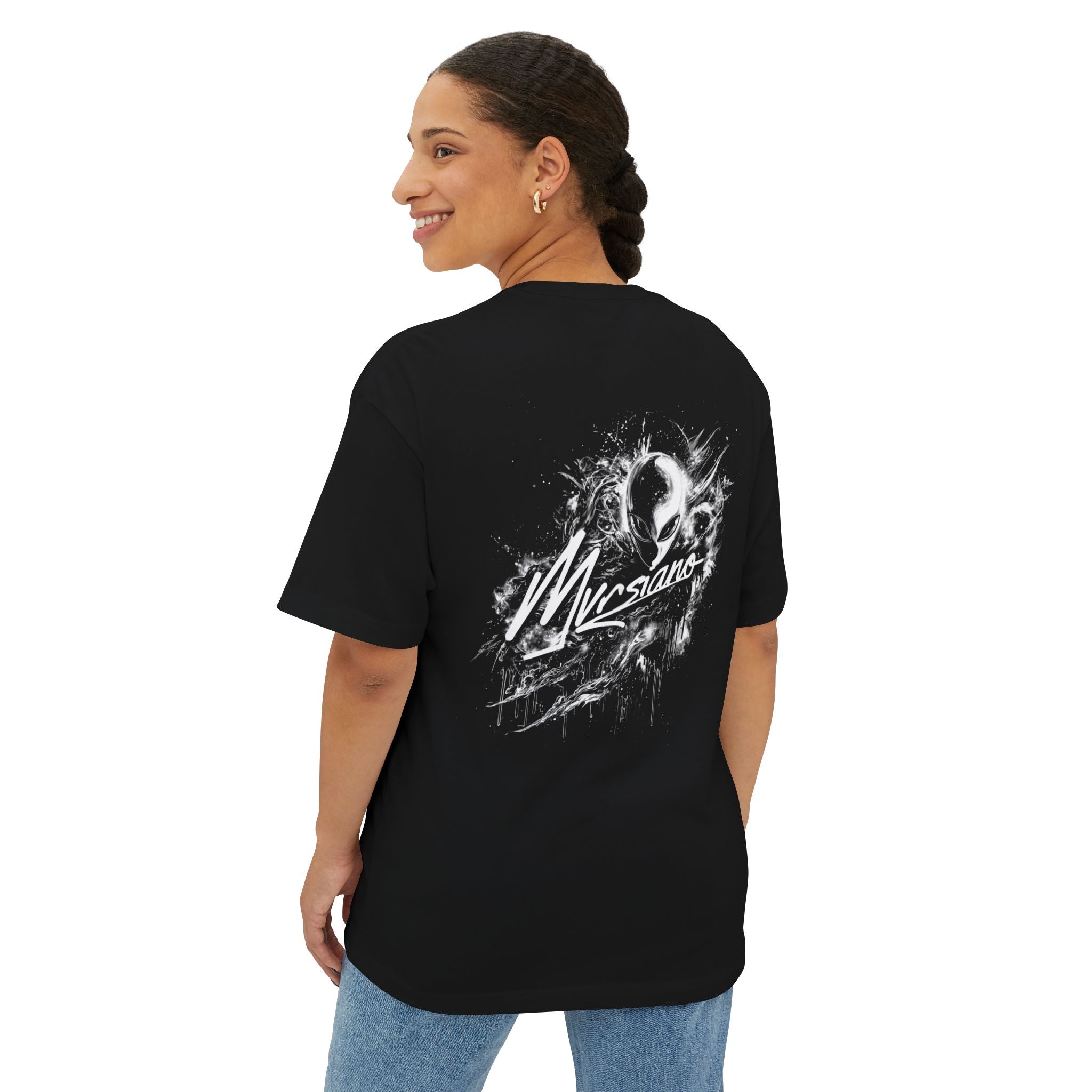Graphic Tee — 'Marsiano' Alien Back Print Oversized Boxy T‑Shirt