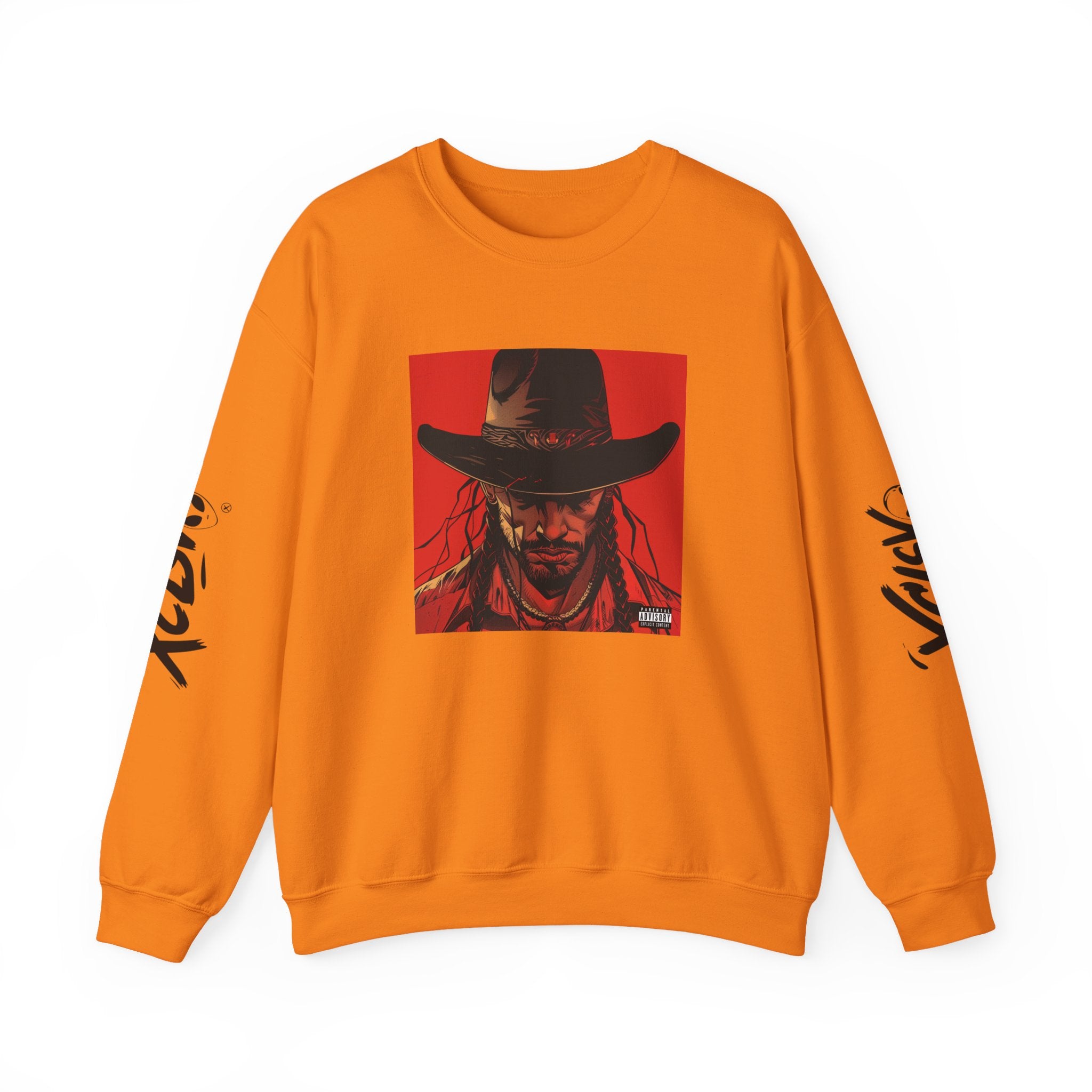 MVRSIANO XCLSV Crewneck Sweatshirt — Red Western Outlaw Graphic