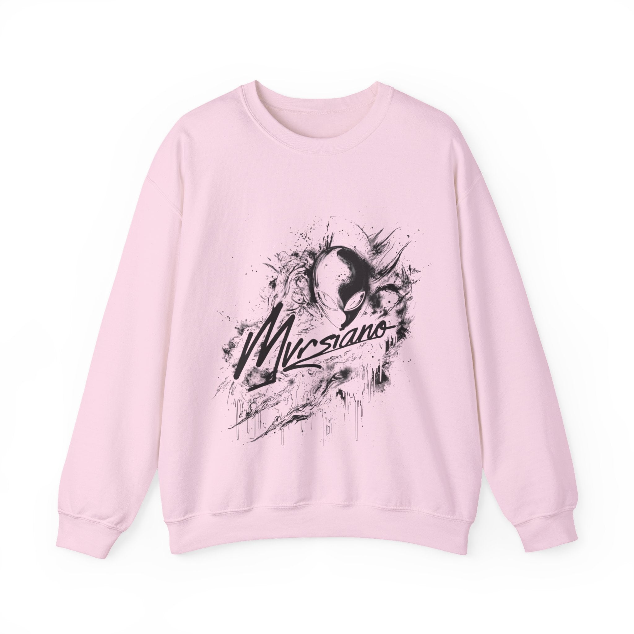 Mvrsiano Graphic Sweatshirt — Alien Grunge Skull Art Crewneck