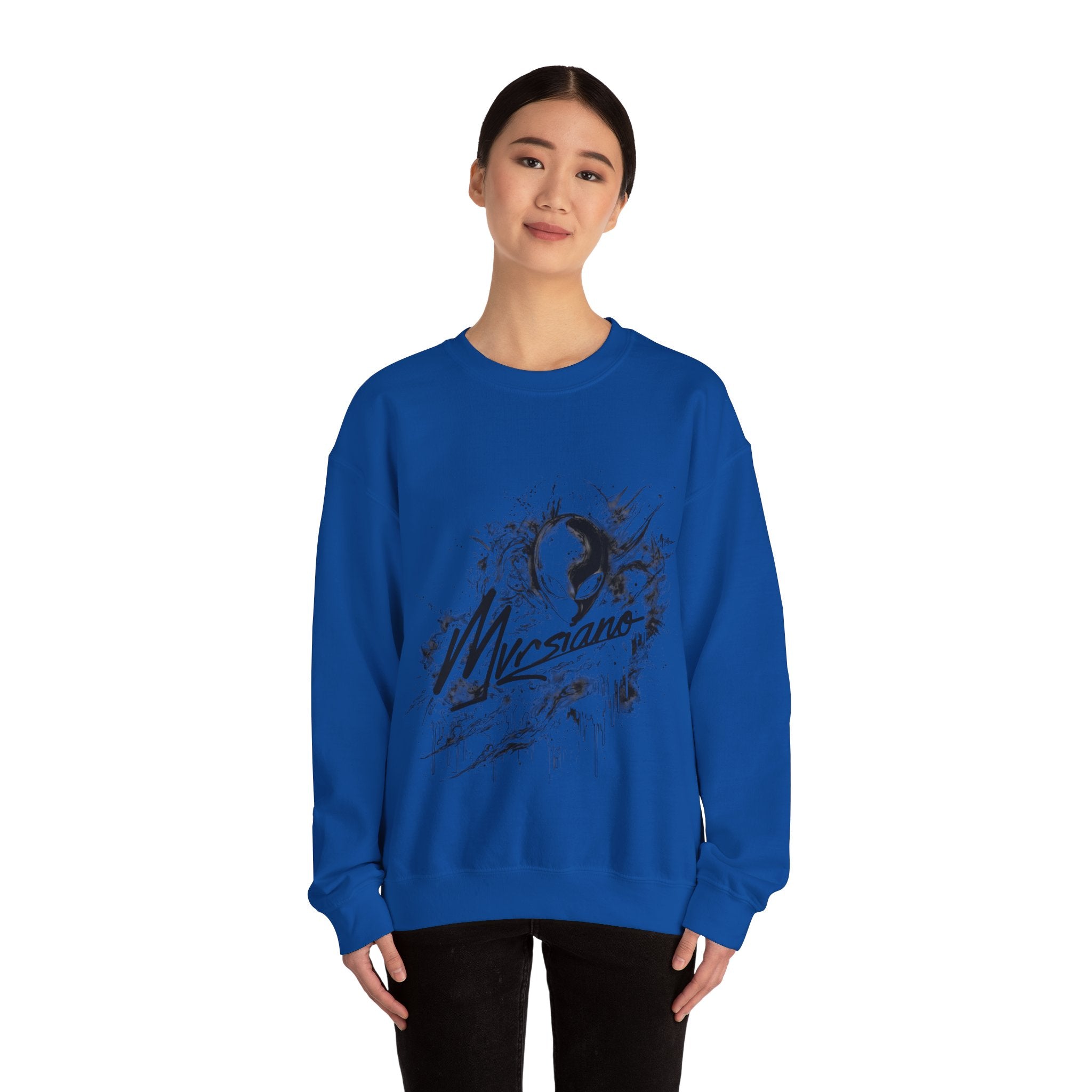 Mvrsiano Graphic Sweatshirt — Alien Grunge Skull Art Crewneck