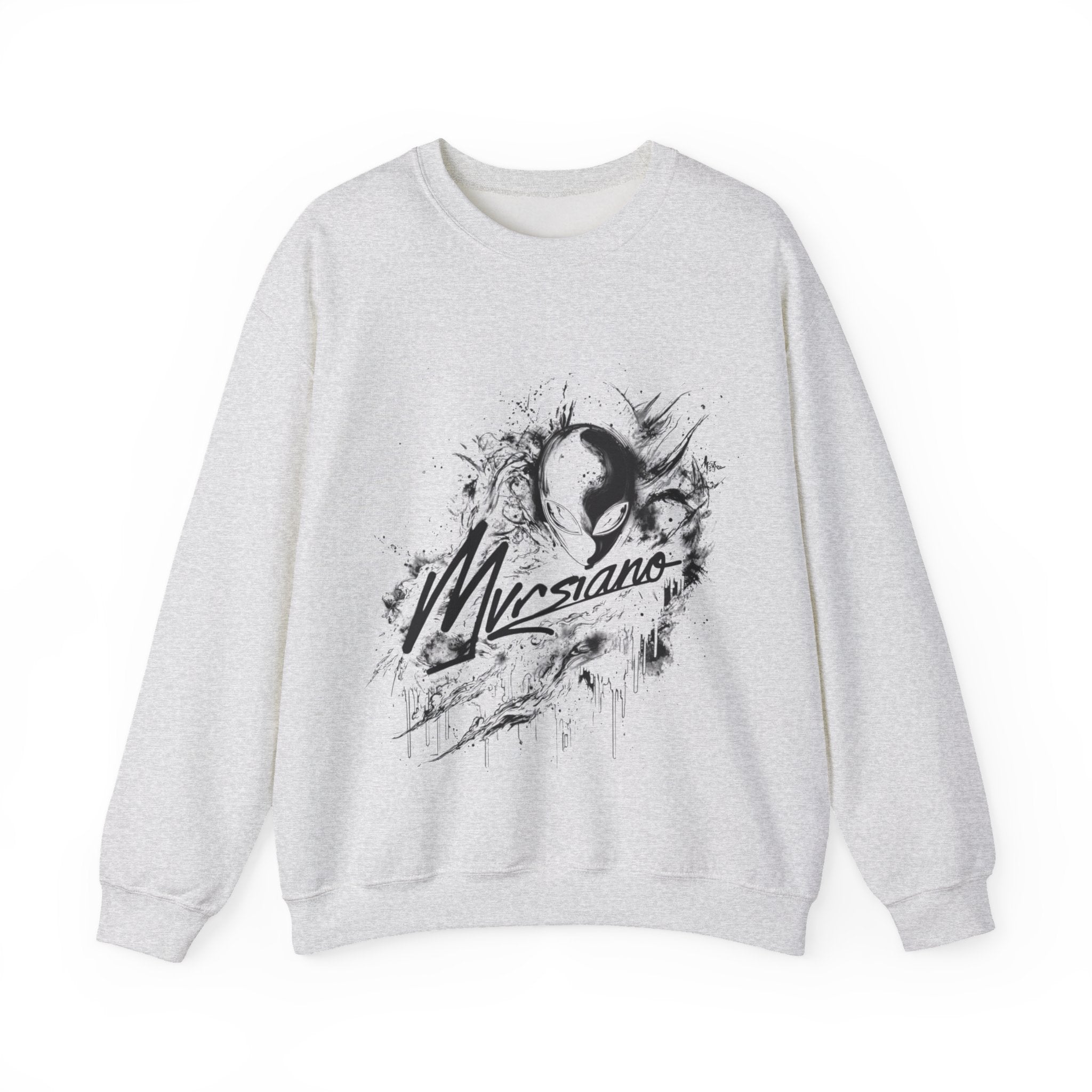 Mvrsiano Graphic Sweatshirt — Alien Grunge Skull Art Crewneck