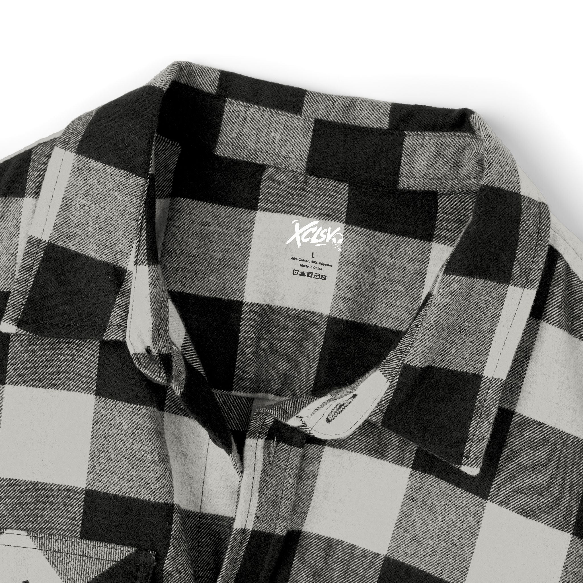 Plaid Flannel Shirt — Back Logo 'XCLSV' Streetwear